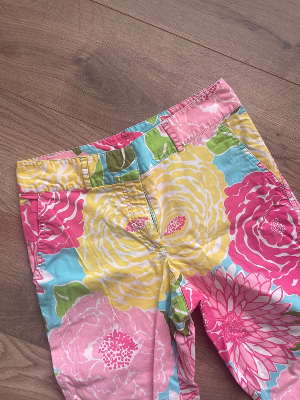 Lilly Pulitzer Floral Cotton Pants - Pink, Yellow & Blue - Picture 2 of 5